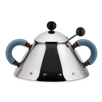 Alessi Купа за захар 9097, с лъжица, сребристо / синьо, Alessi, (AL9097)