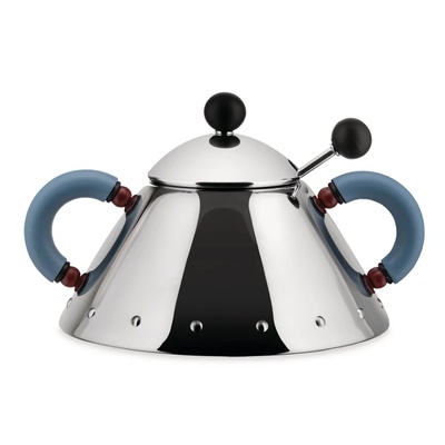 Alessi Купа за захар 9097, с лъжица, сребристо / синьо, Alessi, (AL9097)
