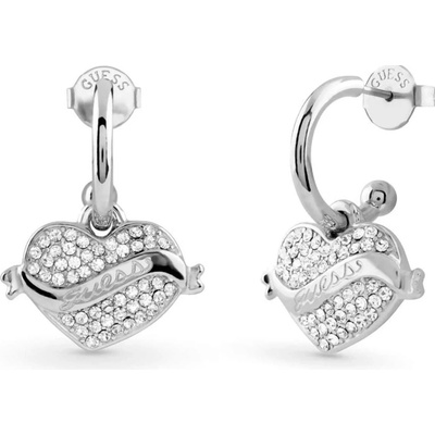 Guess Šumivé oceľové náušnice 2v1 Srdce JUBE05477JWRHT/U