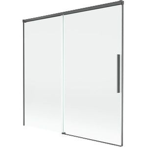 Mexen Rox разтегателен параван за вана, 2-крилен, 160 x 150 cm, прозрачен, четкан (8C9-160-001-66-00)
