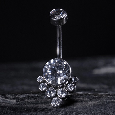 CryptoEshop Titanový piercing do pupíku Crystalis s čirými zirkony 1,6 mm 10 mm W32-10
