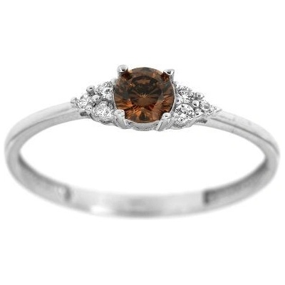 Zlatnictví U Kostela Dámský prsten s hnědo-oranžovým kamínkem 3479Bho