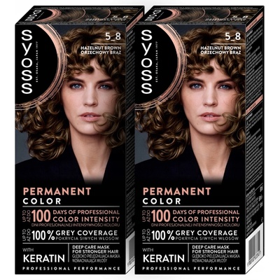 Syoss barva na vlasy Trvalá Permanent Color 5-8 Oříškově hnědá 2 ks