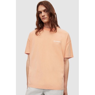 AllSaints Памучна тениска AllSaints UNDERGROUND SS CREW в оранжево с принт (MG386W)