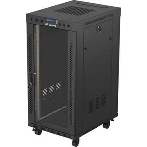 Lanberg Рак шкаф Lanberg 19" 24U 600x800мм свободностоящ, стъклена врата, LCD, черен (FF01-6824-12BL)