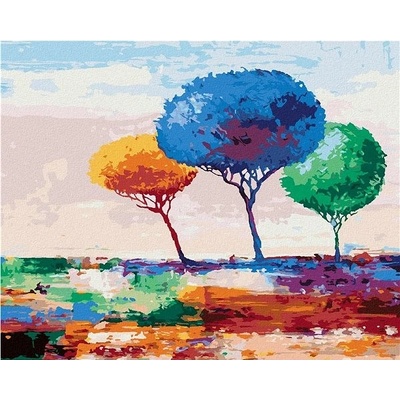 zuty Malování Podle Čísel Tři Barevné Stromy 80 x 100 Cm Plátno Rám