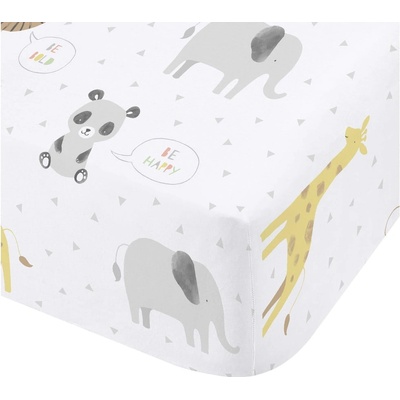 Catherine Lansfield Бял еластичен детски чаршаф за детско креватче 70x140 cm Roarsome Animals - Catherine Lansfield (BD/55087/W/TFD/NT)