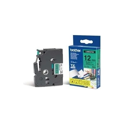 páska BROTHER TZ731 čierne písmo, zelená páska Tape (12mm) (TZE731)
