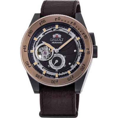 Orient RA-AR0203Y - мъжки часовник, автоматичен, 41 mm, кафяв, скелетон, секундарник