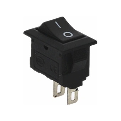 Kolébkový vypínač obdélníkový mini KCD11-101, černý 250V/3A