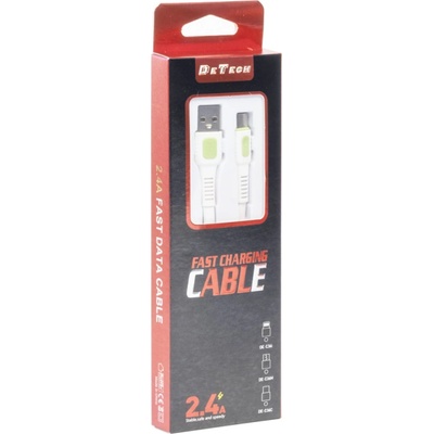 DeTech Кабел за данни DeTech DE-C36i, Lightning, 1.0m, Бял - 40192