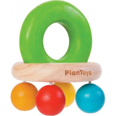 PlanToys Chrastítko s korálky barevné