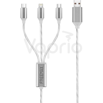 Freemax USB kábel 3v1 USB - Micro Lightning USB-C 1,2m - 2,4A