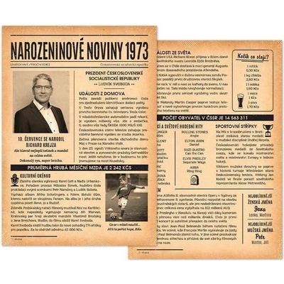 Narozeninové noviny 1973 – dvoustranné nebo jednostranné - Poštou