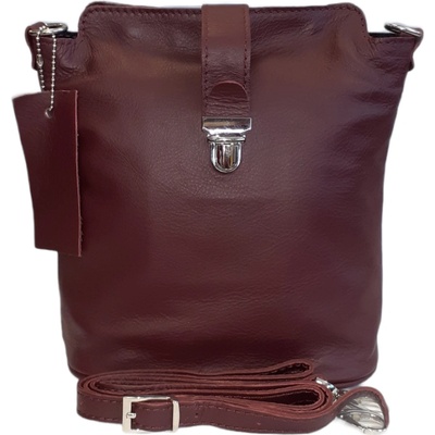 Facebag kožená crossbody s kovovým zapínáním 6017/152 bordová