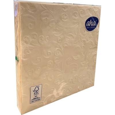 Aha papírové ubrousky 3V 15ks Ražené šampaň 33x33cm