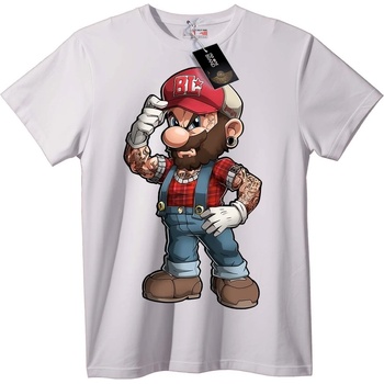 NOONEBRAND Тениска с Як Марио стил - M, White