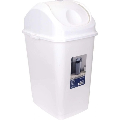 Dünya Plastik 35 л бял кош за боклук с люлеещ капак Dunya модел Slim (09404)