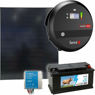 fencee Sada solární elektrický ohradník s výkonem 10J, solární panel 200 W, regulátor a 12V baterie 95 Ah