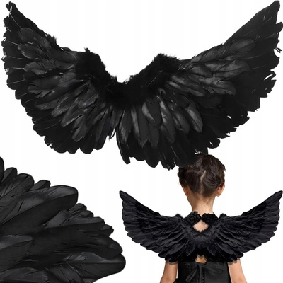 ANJELSKÉ KRÍDLA S PERÍM ČIERNE ROZPRÁVKOVÝ COSPLAY