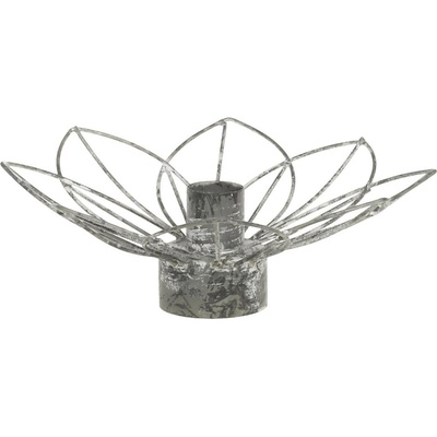 Zinkový antik kovový svícen na úzkou svíčku květina Flia - Ø 15*7cm - Chic Antique