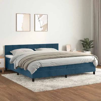 vidaXL 11461.3141327 Boxspring postel s matrací tmavě modrá samet