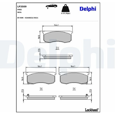 Sada brzdových platničiek kotúčovej brzdy DELPHI LP3509