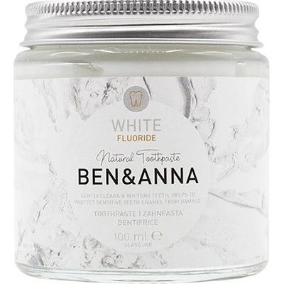 Ben & Anna Přírodní zubní pasta ve skle bílá s fluoridem 100 ml