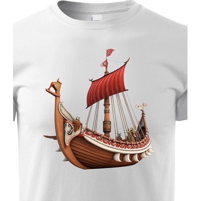 Dětské tričko Vikingská loď Bílá Canvas Dětské tričko Bezvatriko.cz 1978