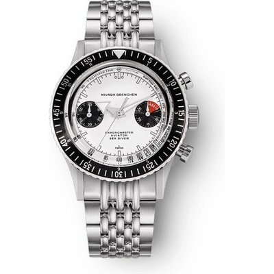 Nivada Grenchen Chronomaster White Panda Inter. Bezel Manual Beads of Rice