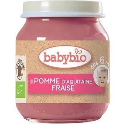 Bebybio Био Плодово пюре - Ябълка, Ягода и Боровинка (6+ месеца) - 130г - Babybio
