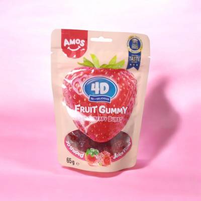 Amos-4D žuvacie cukríky s jahodovou príchuťou 65 g