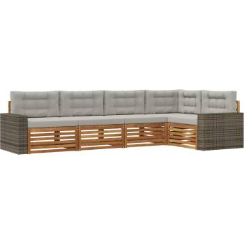 Image 1 of vidaXL Комплект дивани за открито 5 pcs Натурално и светлосиво (3383369)