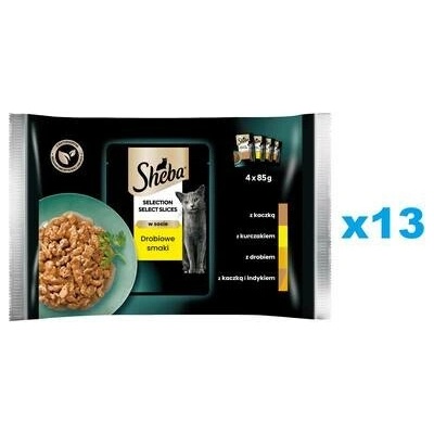 Sheba Selection Select Slices Drůbeží Smaki v omáčce kousky s kachnou / kuřecím masem / drůbeží / kachnou a krůtou 52 x 85 g
