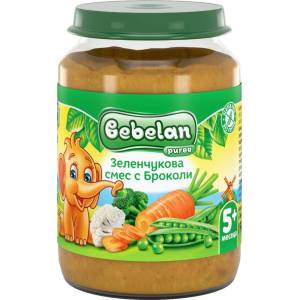Bebelan Зеленчуково пюре Bebelan Puree - Зеленчукова смес с броколи, 190 g (7189) - baby