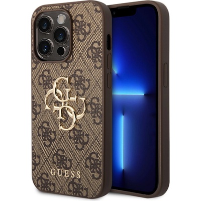 GUESS Гръб Guess PU 4G Metal Logo Case за iPhone 15 Pro Max - Кафяв