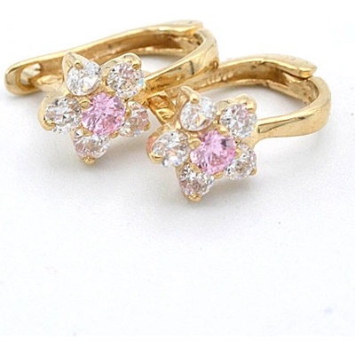 B&B Goldinvestic zlaté kytičky růžový kamínek a zirkony N5225-585/1000