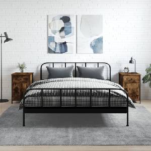 vidaXL Нощни шкафчета 2 бр опушен дъб 40x42x60 см инженерно дърво (825908)