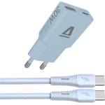 AVAX CH6415 30W GaN зарядно устройство и 60W USB-C силиконов кабелен пакет, светлосин AVAX_CH6415 (AVAX_CH6415)