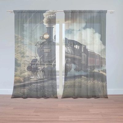 Sablio Záclony Parná lokomotíva v horách: 2ks 150x250cm
