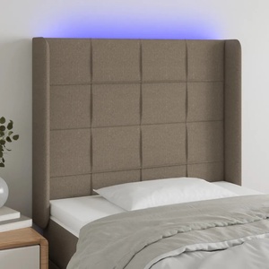vidaXL LED горна табла за легло, таупе, 103x16x118/128 см, плат (3124042)