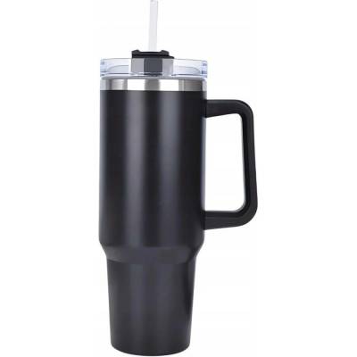 Pronett XJ5556 Termohrnek s uchem a brčkem nerez 1200 ml ombre černý