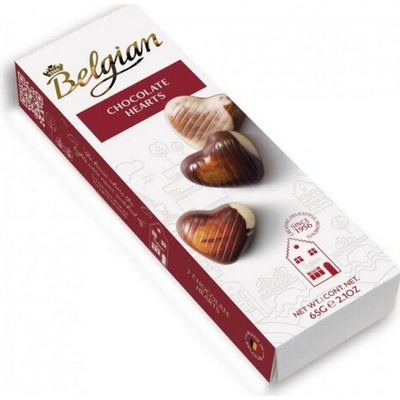 Belgian Chocolate Hearts Pralinky z belgické mléčné, bílé a hořké čokolády s náplní 65 g
