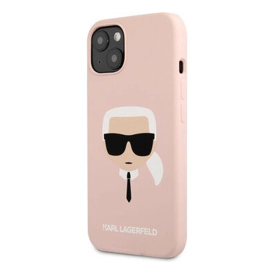 Púzdro Karl Lagerfeld Liquid Silicone Karl Head Apple iPhone 13 mini světle růžové