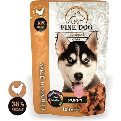 Fine Dog Puppy kuracie v omáčke 22 x 100 g