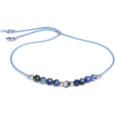 AGATO Šňůrkový náramek na nohu s korálky lapis lazuli HE23N3S-BL