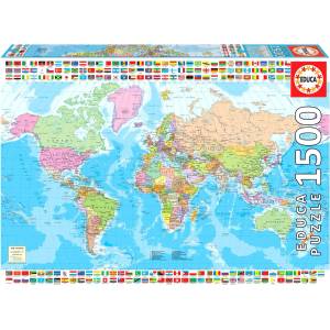 Educa - Puzzle Political Worldmap - 1 500 piese