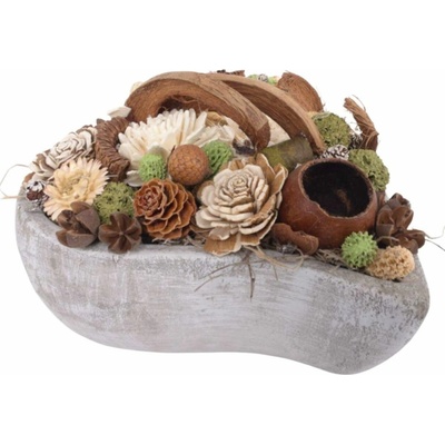 IKEBANA kvetinová srdce sušinové 20x13x18cm HNEDO-ZELENÁ