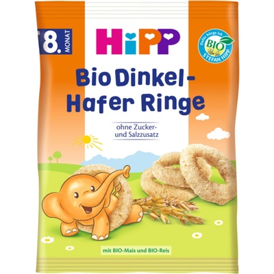 HIPP Bio Špaldové-ovsené prstienky od 8. mesiaca 30 g