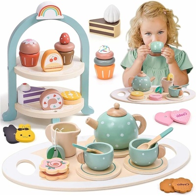 iMex Toys Dřevěný čajový mega set 22 ks – Zboží Dáma